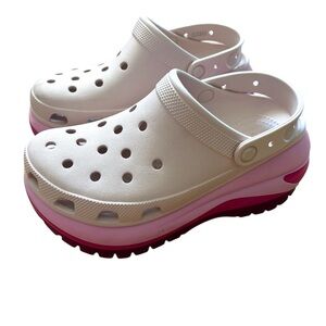 Crocs Mega Crush Clog Womens Size 9 Pink Purple Platform Ankle Sling Flexible